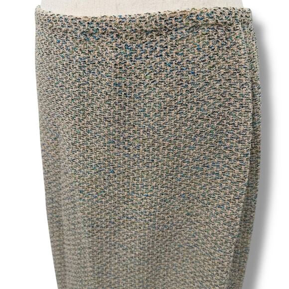 St. John Collection Pencil Skirt Size 10 Tan Blue Tweed Knit Pull On Stretch EUC - Picture 3 of 7